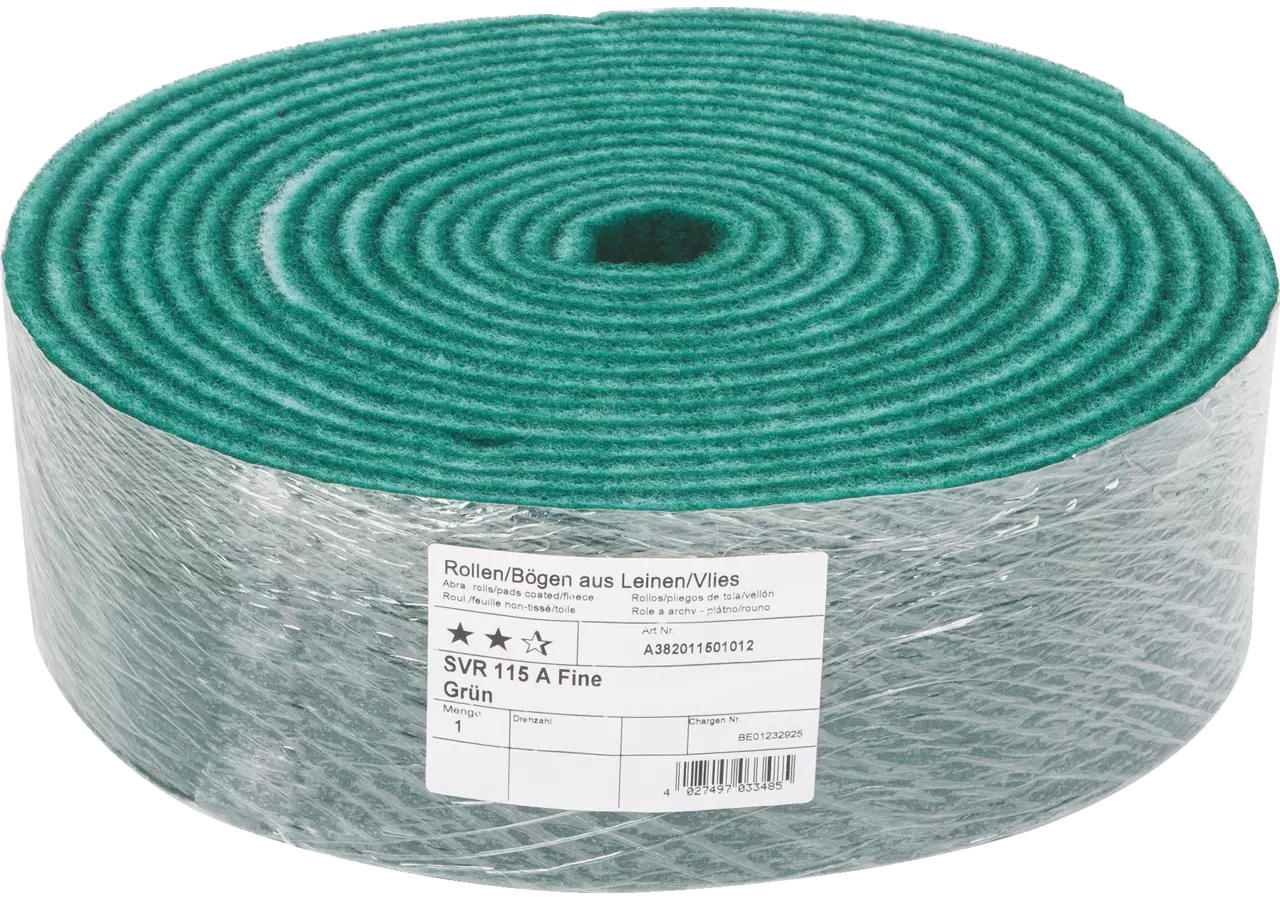 Schleifvlies Grün, A fein, 115 mm x 10 m SVR 115, Rolle Lukas