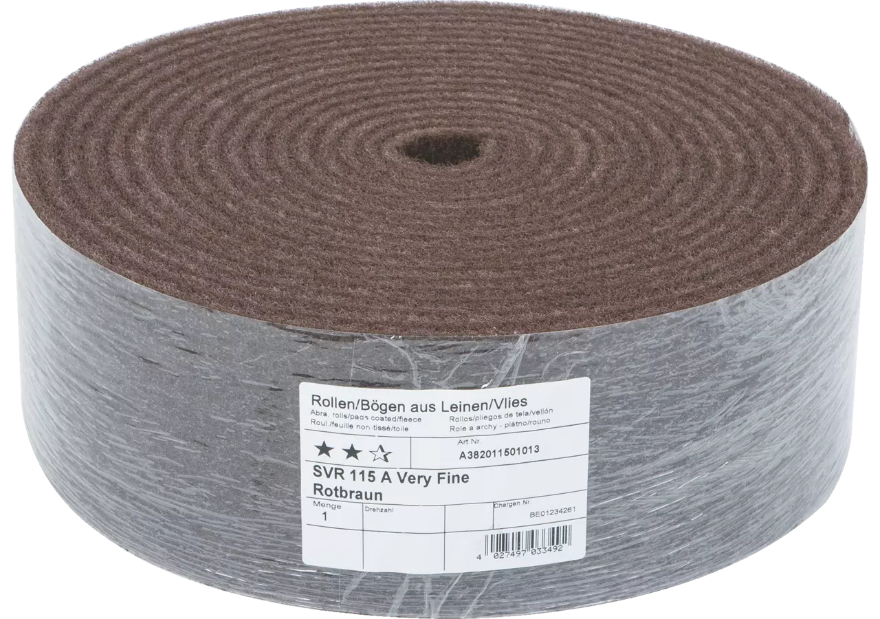 Schleifvlies Rotbraun, A superfein, 115 mm x 10 m SVR 115, Rolle Lukas