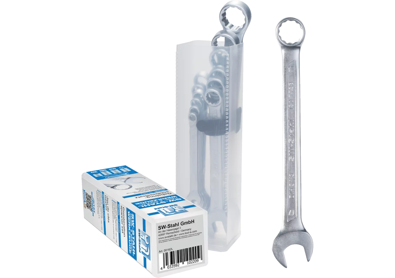 Gabelringschlüsselsatz 15-teilig, SW 6 - 22 mm, 15° abgschrägt Pro Drive, nach DIN3113-A SW-Stahl