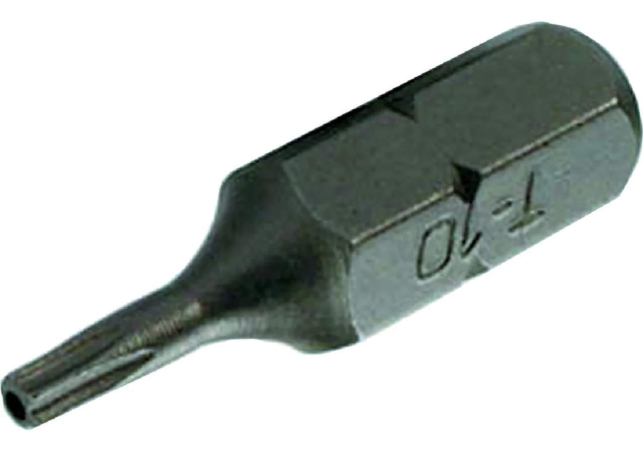 Schraubenbit T10 x 30 mm, T-Profil mit Loch mit 8 mm Sechskantaufnahme SW-Stahl