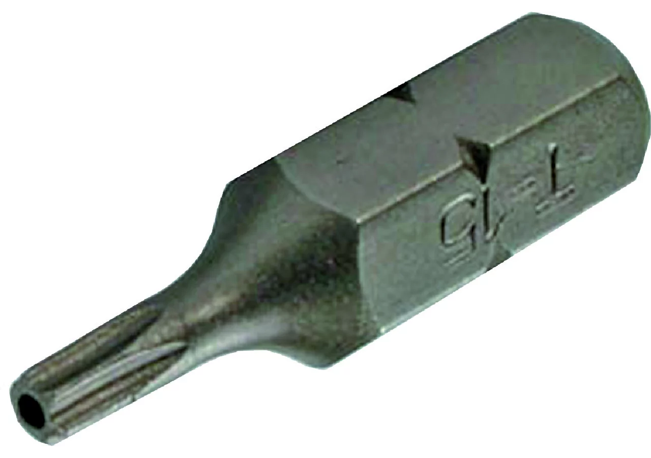 Schraubenbit T15 x 30 mm, T-Profil mit Loch mit 8 mm Sechskantaufnahme SW-Stahl