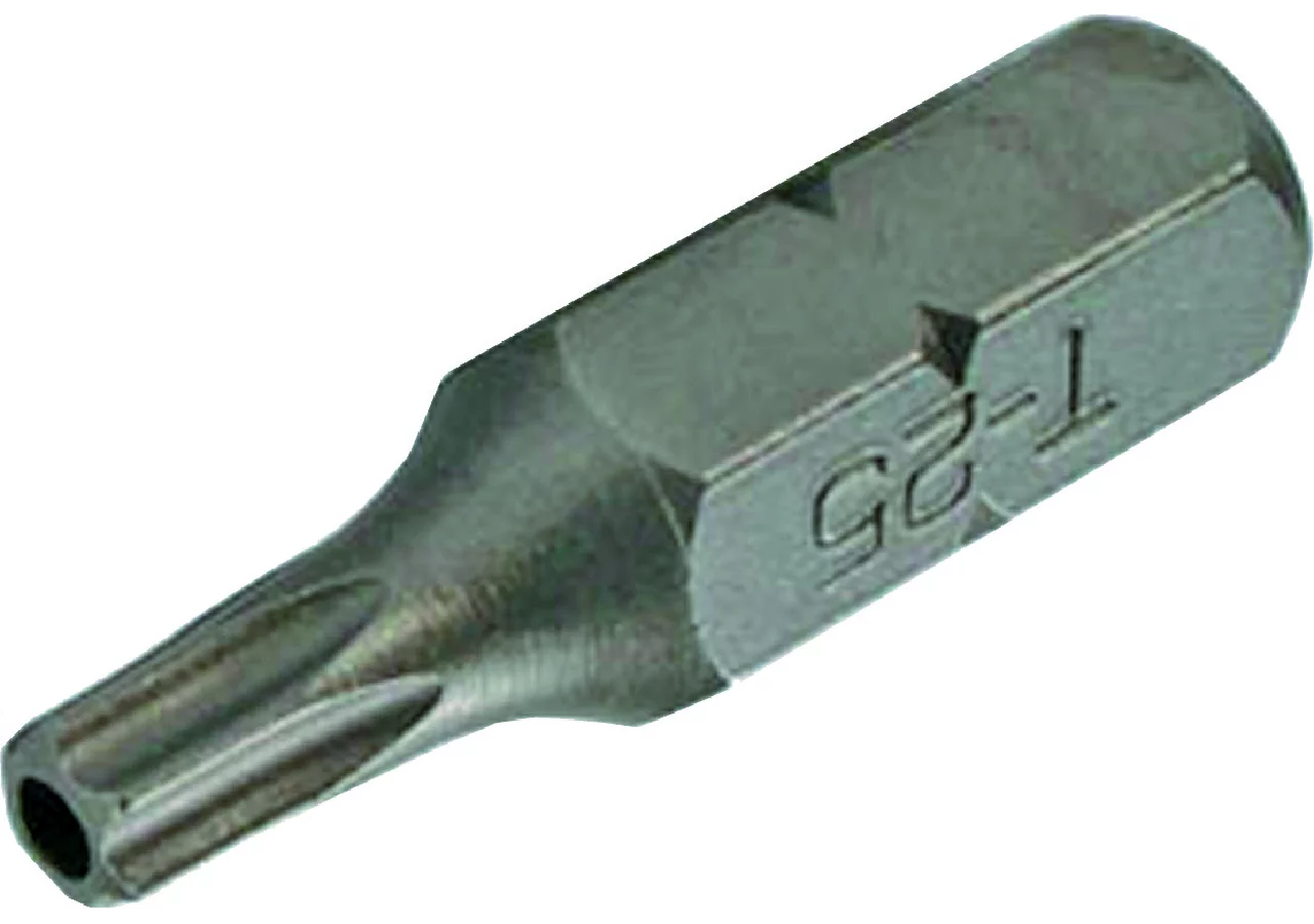 Schraubenbit T25 x 30 mm, T-Profil mit Loch mit 8 mm Sechskantaufnahme SW-Stahl