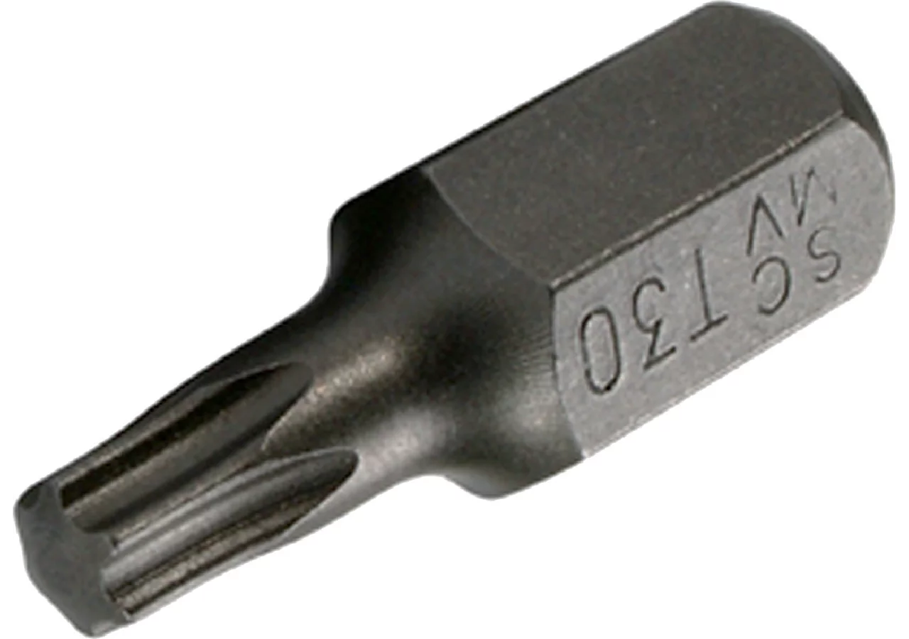 Schraubenbit T30 x 30 mm, T-Profil ohne Loch mit 10 mm Sechskantaufnahme SW-Stahl