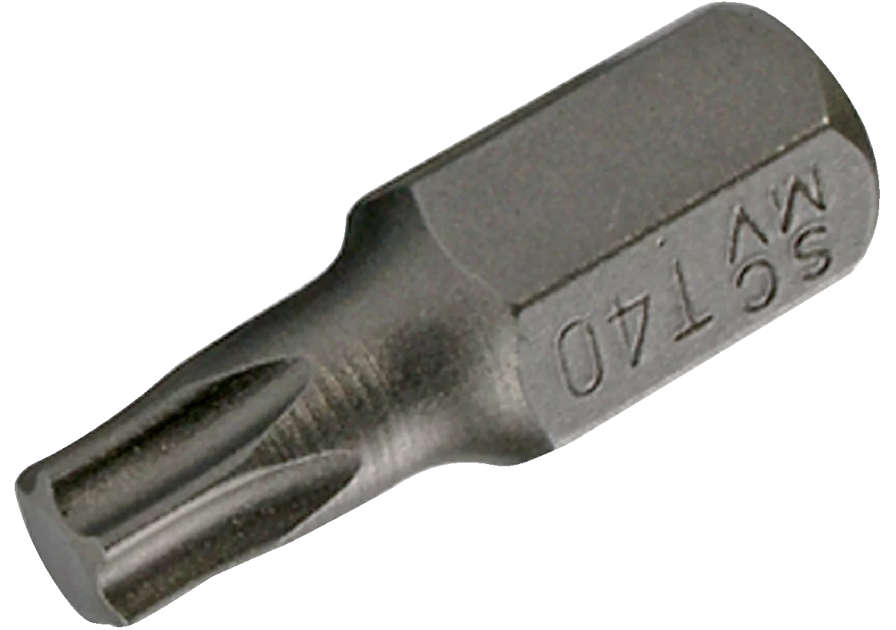 Schraubenbit T40 x 30 mm, T-Profil ohne Loch mit 10 mm Sechskantaufnahme SW-Stahl