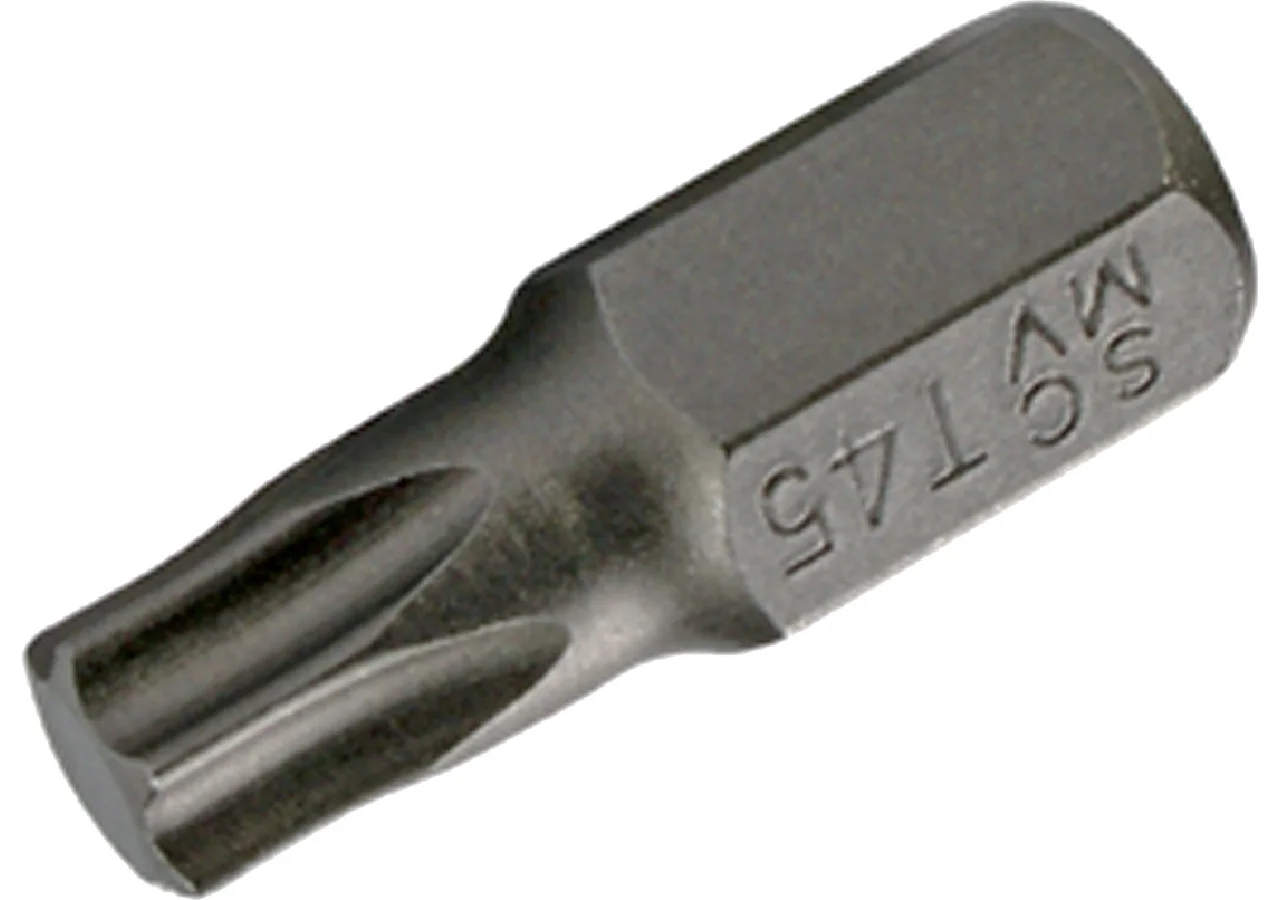 Schraubenbit T45 x 30 mm, T-Profil ohne Loch mit 10 mm Sechskantaufnahme SW-Stahl
