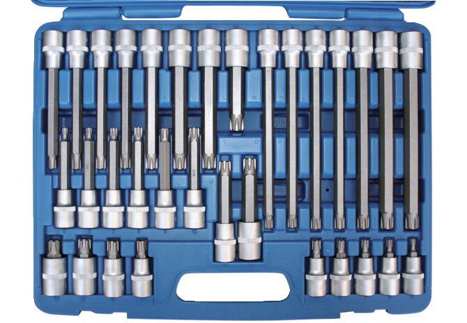 Schraubendreheinsatz 32-teilig, M5 - M14, RIBE-Profil mit 1/2 Zoll Antrieb SW-Stahl