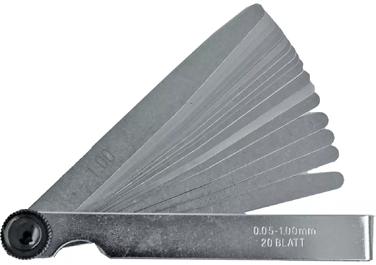 Fühlerlehre 0,05 - 1,0 mm 20 Blatt aus blankem Federstahl SW-Stahl
