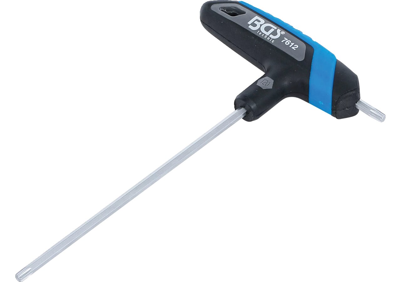 Schraubendreher T20 x 100 mm, T-Profil ohne Loch mit Winkelgriff und Aufhängeloch BGS