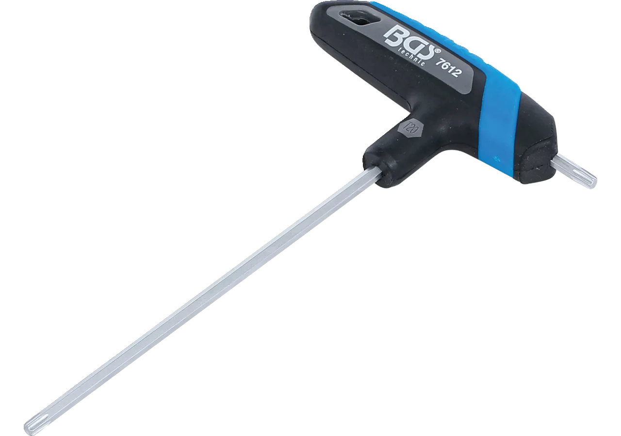 Schraubendreher T20 x 100 mm, T-Profil ohne Loch mit Winkelgriff und Aufhängeloch BGS