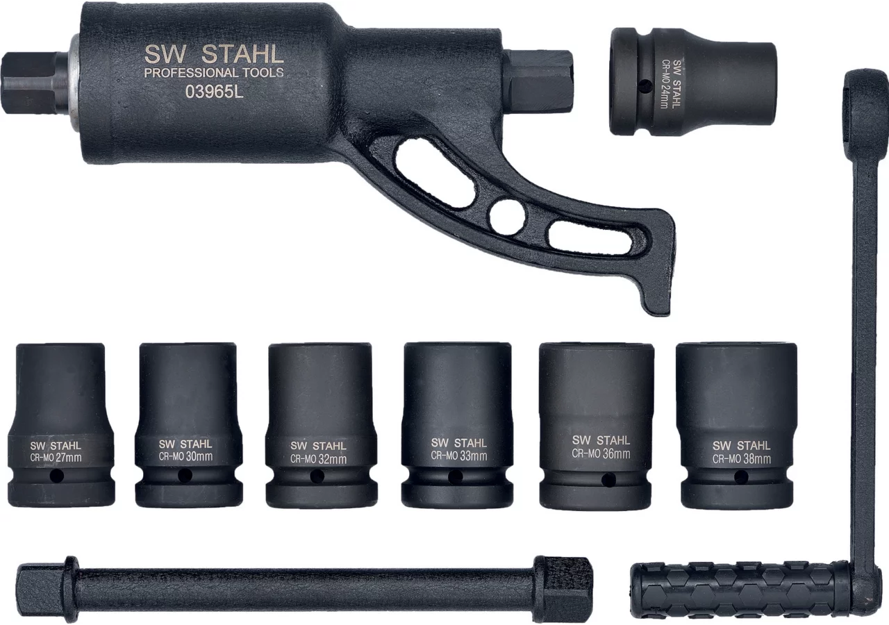 Drehmomentvervielfältiger SW 24 - 38 mm, 10-teilig mit 1 Zoll Antrieb SW-Stahl