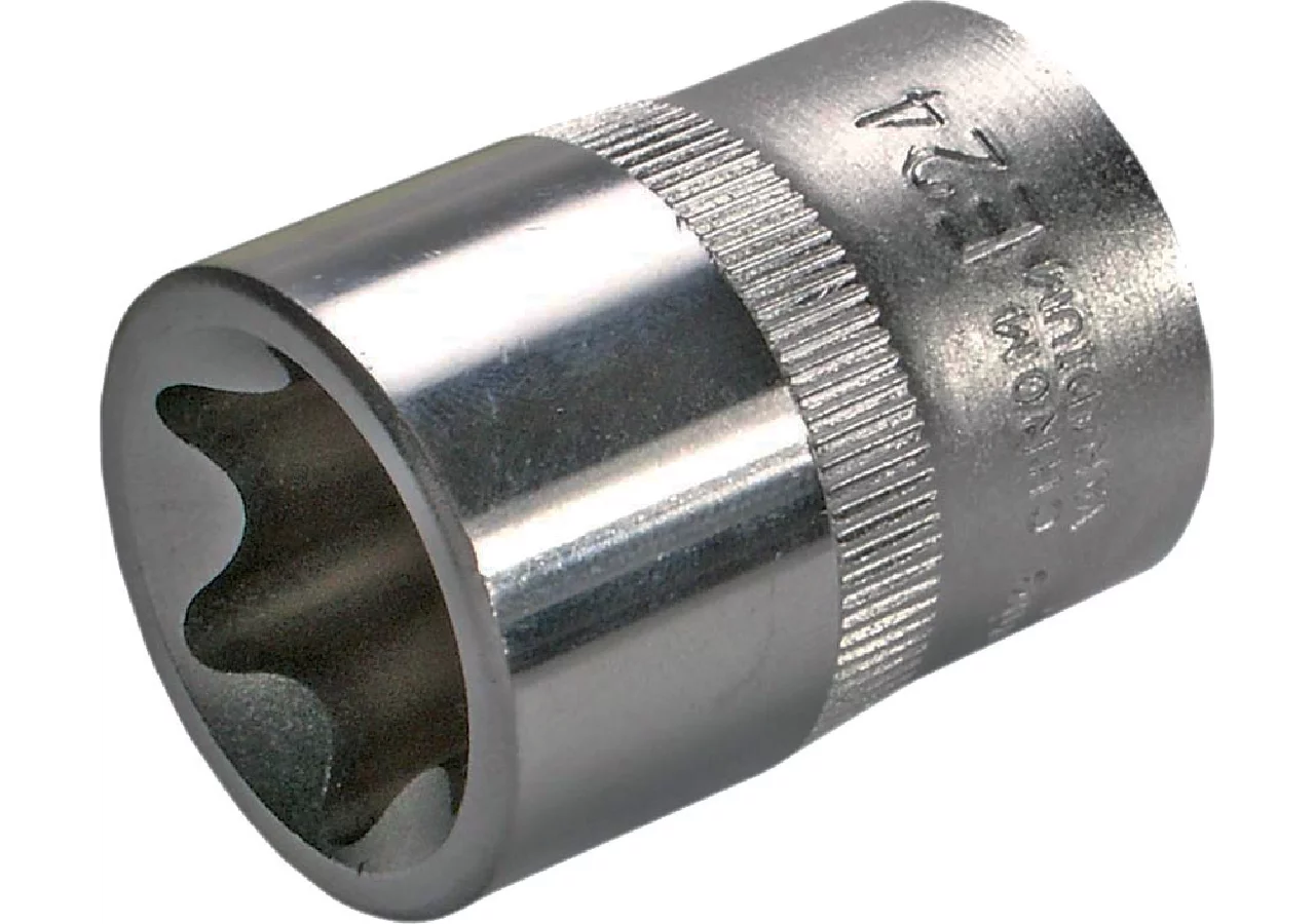 Stecknuss E22 x 38 mm, E-Profil kurz mit 1/2 Zoll Antrieb SW-Stahl