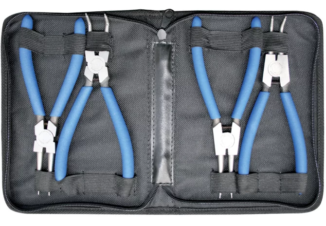 Sicherungsringzangen-Set 4-teilig, 90/180° gebogen-gerade Ausführung für Aussen- und Innensicherung – passend für Aussen- und Innensicherung SICHERUNGSZANGESET, 4-TEILIG SW-Stahl