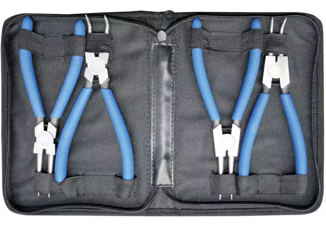 Sicherungsringzangen-Set 4-teilig, 90/180° gebogen-gerade Ausführung für Aussen- und Innensicherung – passend für Aussen- und Innensicherung SICHERUNGSZANGESET, 4-TEILIG SW-Stahl