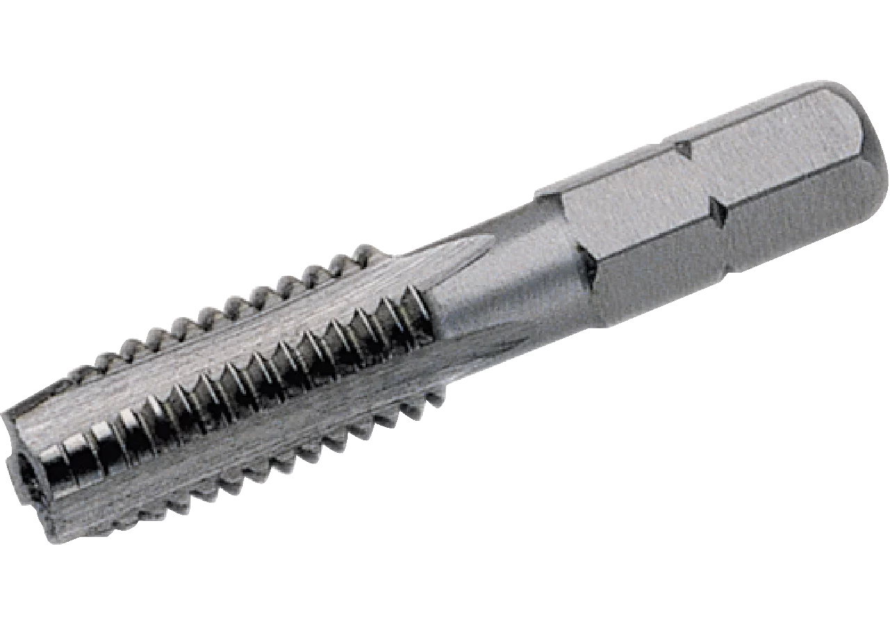 Einschnittgewindebohrerbit HSS M6 x 1,0, geschliffen mit 1/4 Zoll Antrieb Antrieb 1/4 Zoll (6,3 mm) SW-Stahl