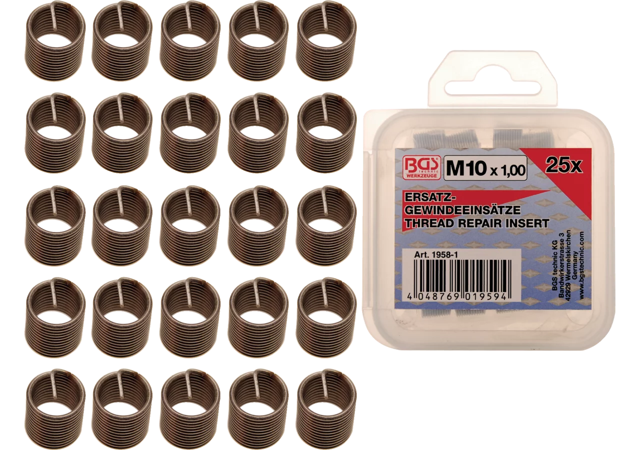 Reparaturhülsensatz 25-teilig, M10 x 1,0 für metrisches Gewinde – passend für metrisches Gewinde BGS