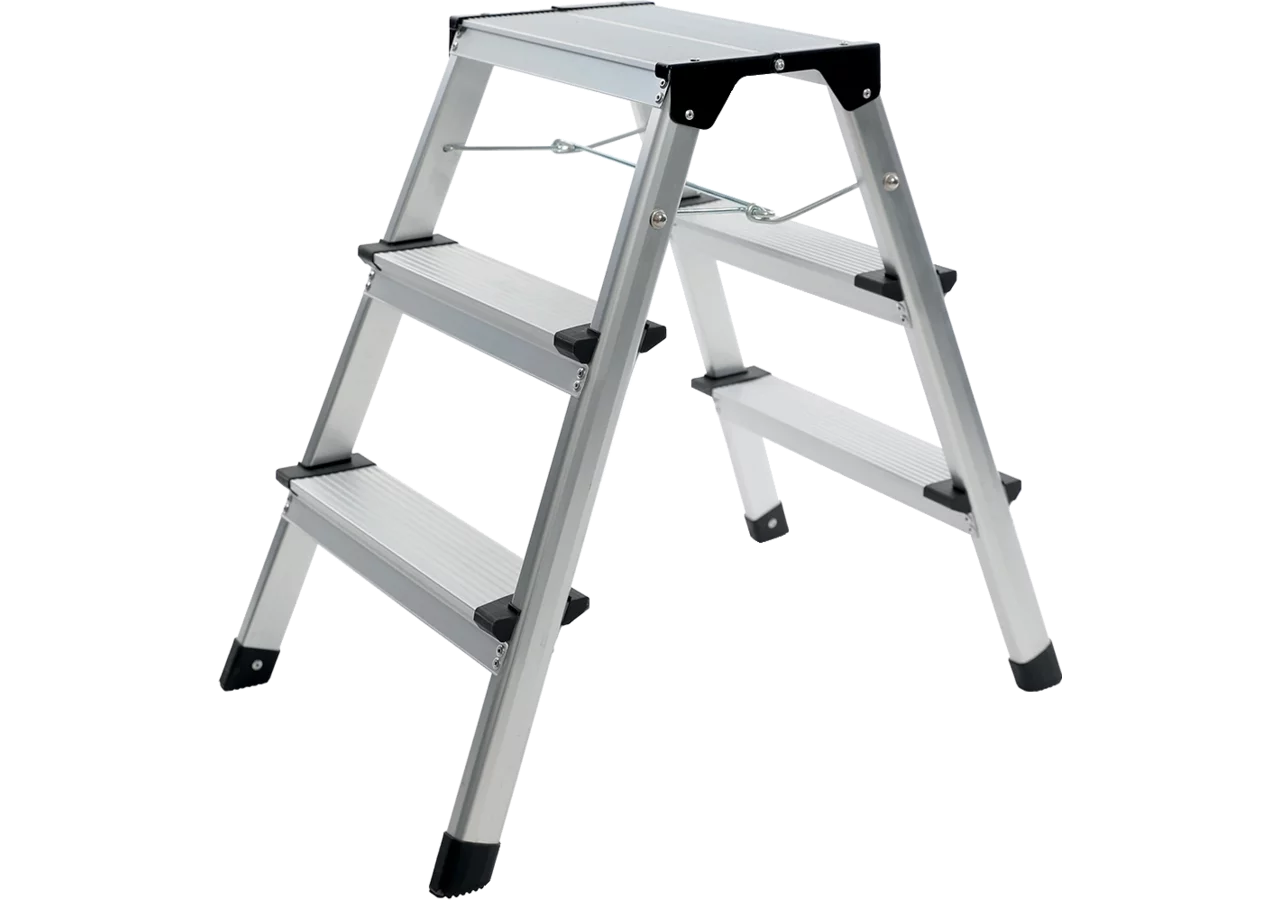 Stufenleiter aus Aluminium, klappbar, 3-stufig SW-Stahl