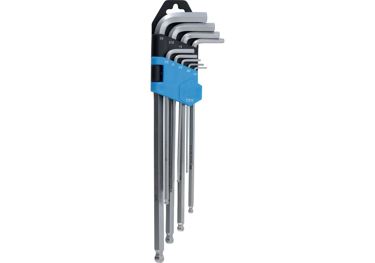 Winkelschlüsselsatz 9-teilig, Zoll 1/16 - 3/8, Innensechskant Kugelkopf BGS