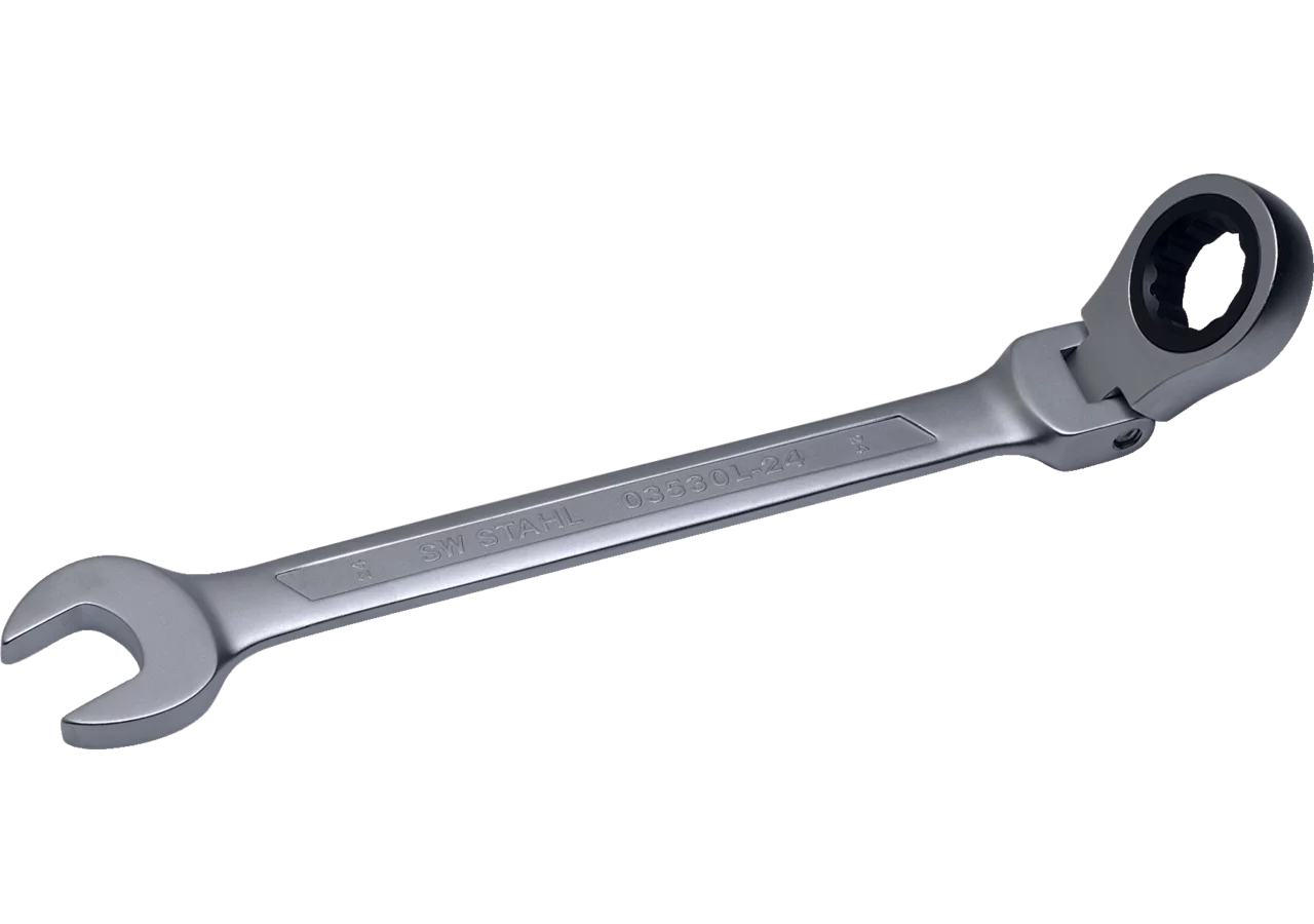Ratschenschlüssel SW 24 x 292 mm, mit Gelenk, Gabel-/Ring Ausführung SW-Stahl