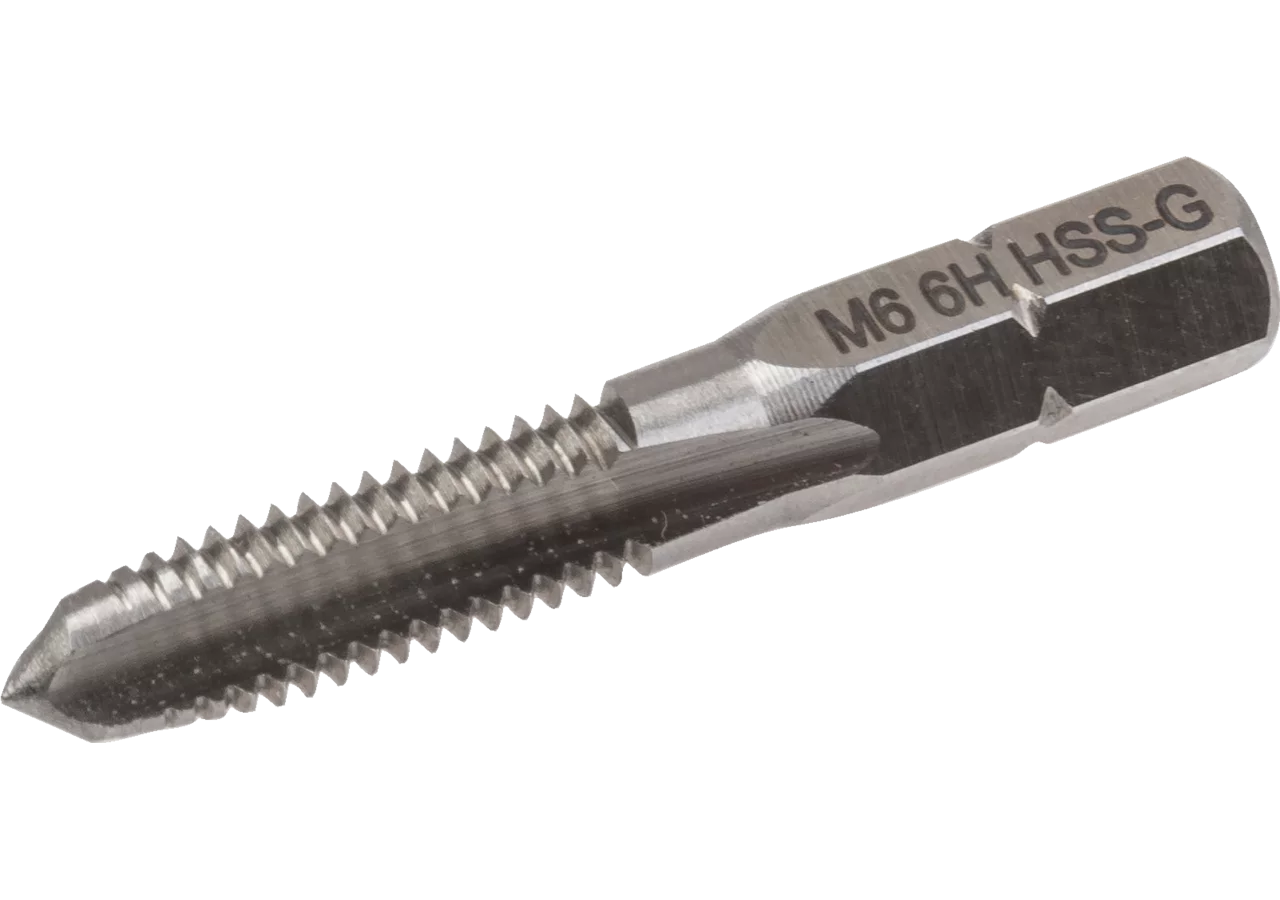 Einschnittgewindebohrerbit HSS M4 x 0,7, geschliffen mit 1/4 Zoll Antrieb Antrieb 1/4 Zoll Alpen