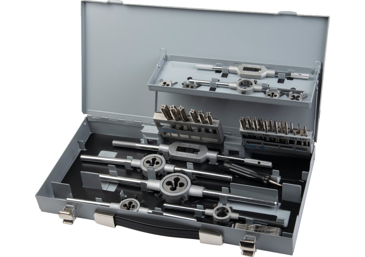 Gewindeschneidwerkzeugsatz 37-teilig, HSS M3 - M12 in Metallkassette Alpen