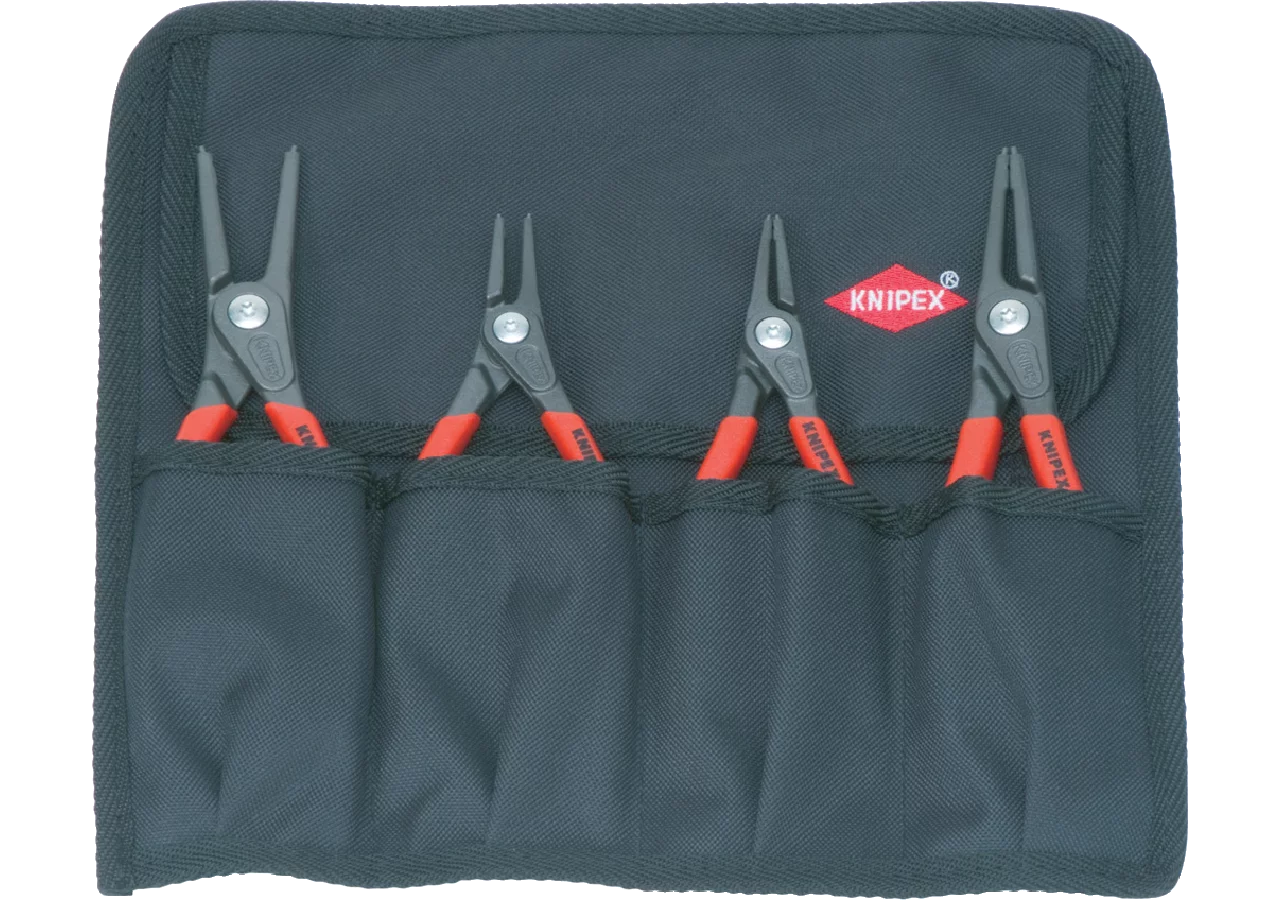 Sicherungsringzangen-Set 4-teilig, 180° gerade Ausführung für Aussen- und Innensicherung – passend für Aussen- und Innensicherung Knipex
