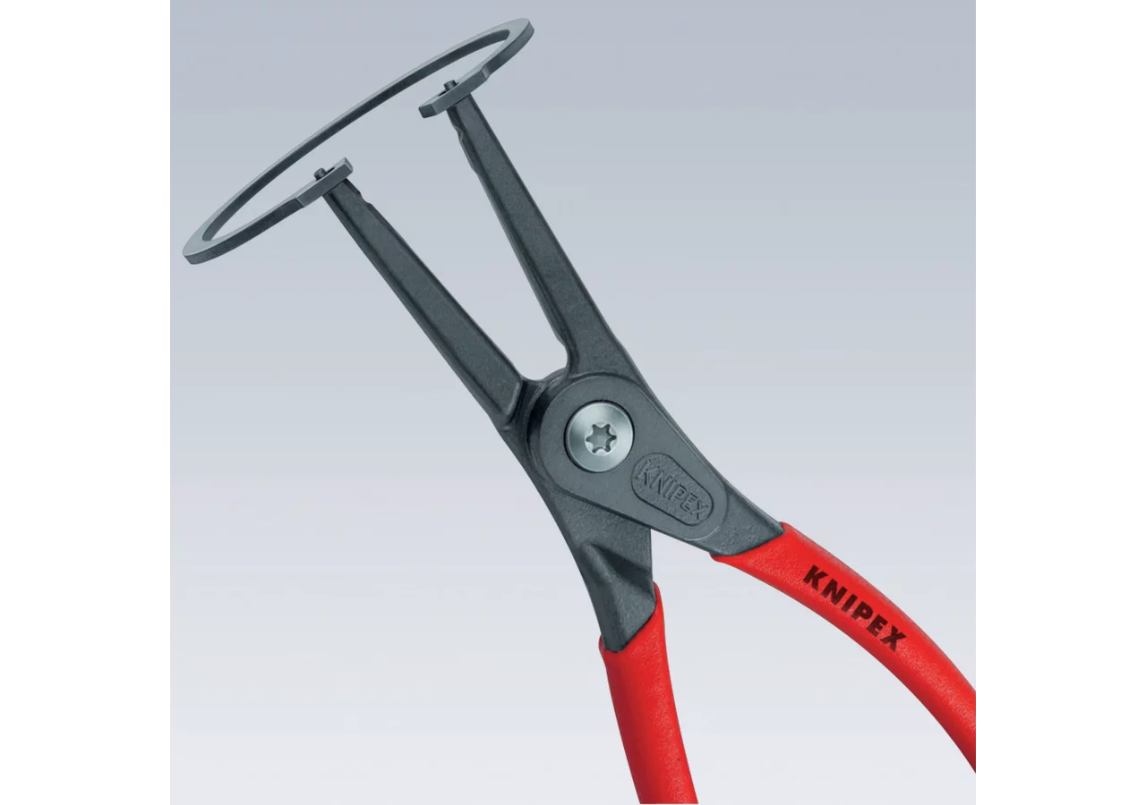 Sicherungsringzange Dm 19 - 60 mm, L 180 mm, 180° gerade für Welle-Aussensicherung – passend für Welle-Aussensicherung Ausführung gerade, Griffe mit rutschheme Knipex
