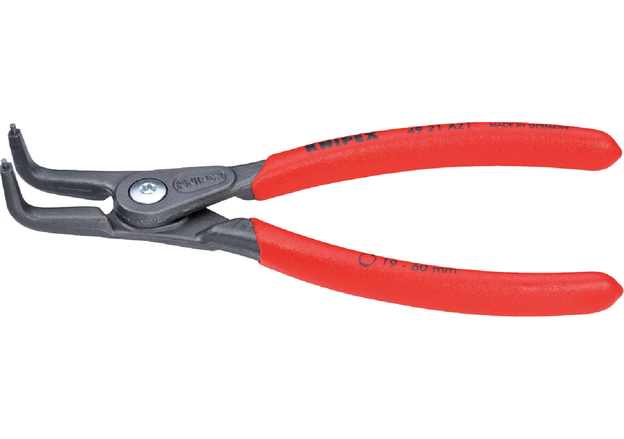 Sicherungsringzange Dm 19 - 60 mm, L 165 mm, 90° gebogen für Welle-Aussensicherung – passend für Welle-Aussensicherung Knipex