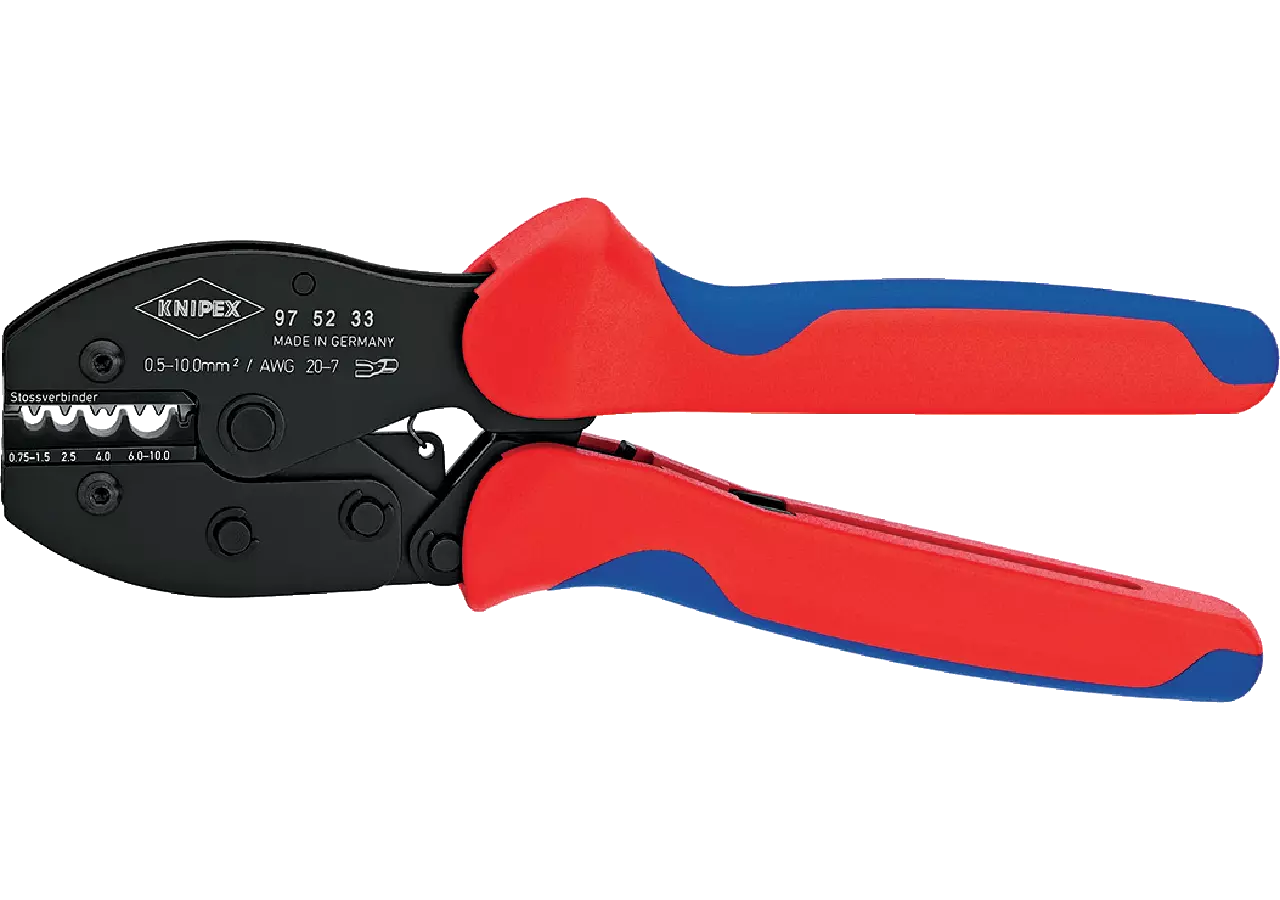 Crimpzange PreciForcef, 0,5 - 10 mm², L 220 mm für unisolierte/offene Steckverbinder – passend für unisolierte/offene Steckverbinder Knipex