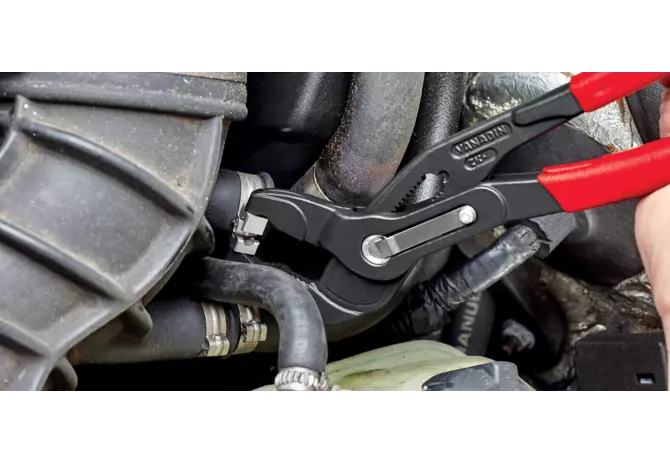 Schlauchschellenzange L 250 mm passend zu Click-Schellen Knipex