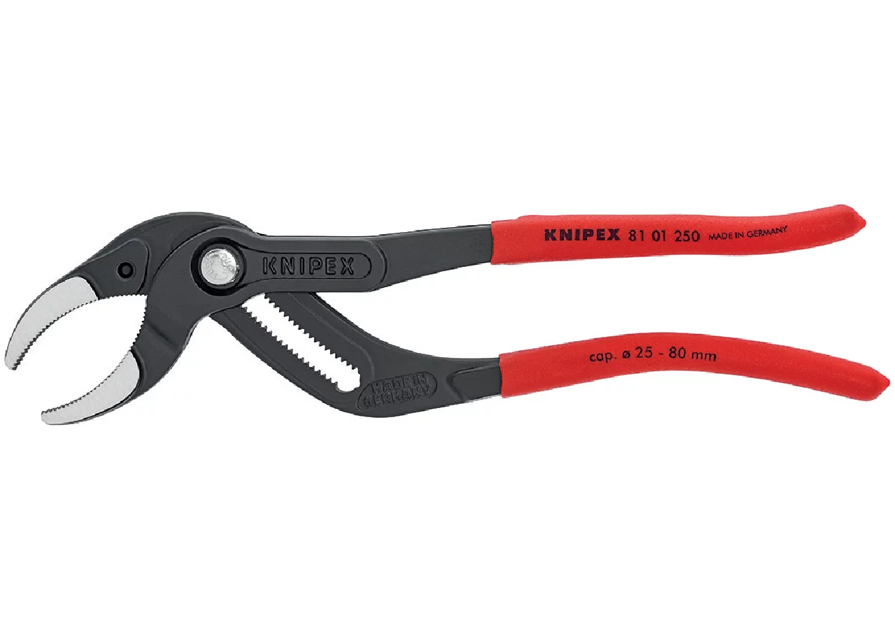 Siphon- und Connectorenzange Dm 25 - 80 mm, L 250 mm mit gezahnten Greifbacken Knipex