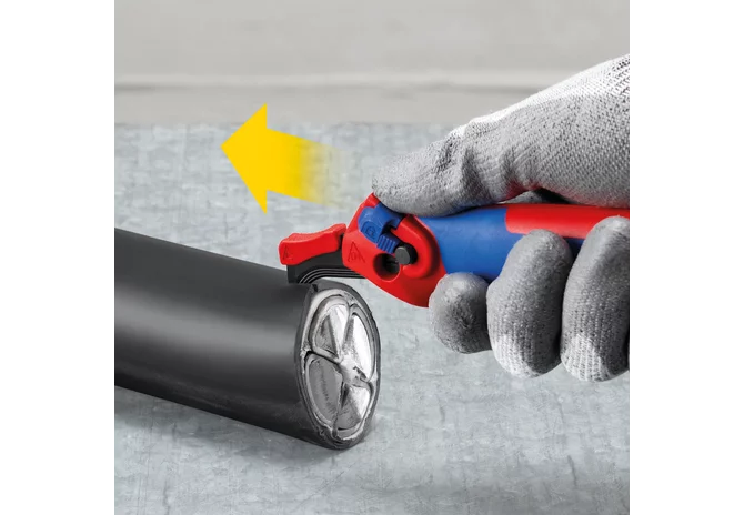 Abmantelungsmesser mit Gleitschuh und Ratschenfunktion Knipex