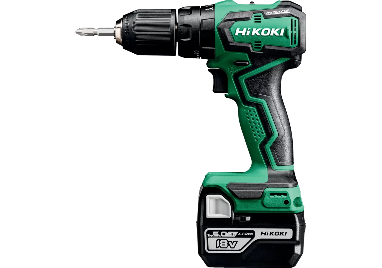 Akku Schlagbohrmaschine DV18DD, 18 Volt Brushless inklusive 2x 5,0 Ah Akkus Hikoki