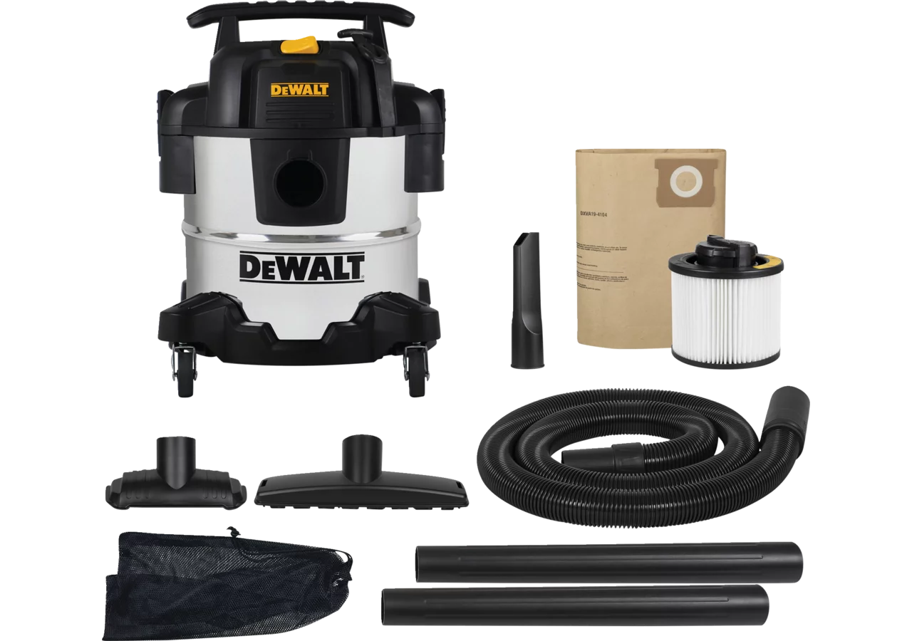 Staubsauger DXV20S, 20 Liter, Edelstahl 1050 Watt für Nass Trocken – passend für Nass Trocken DeWALT