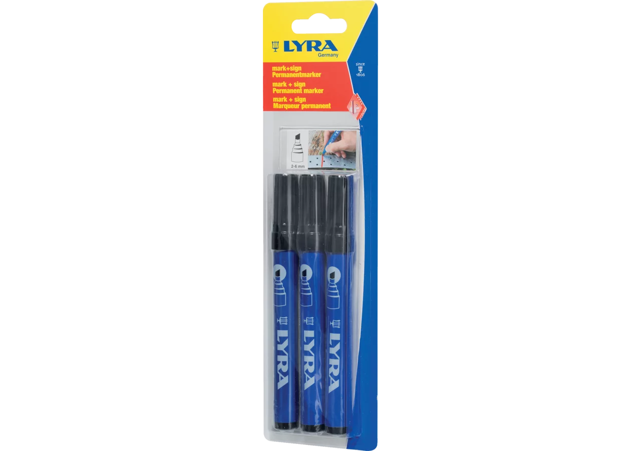 Permanentmarker M+Sign Medium schwarz 3 Stück im Blister Lyra