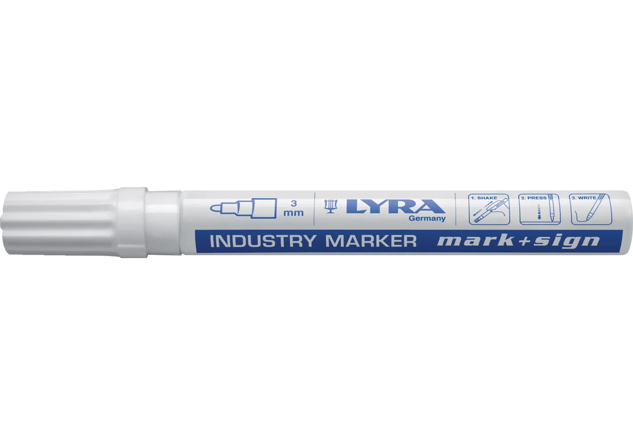 Lackmalstift M+Sign, weiß 3 mm Rundspitze im Blister Lyra