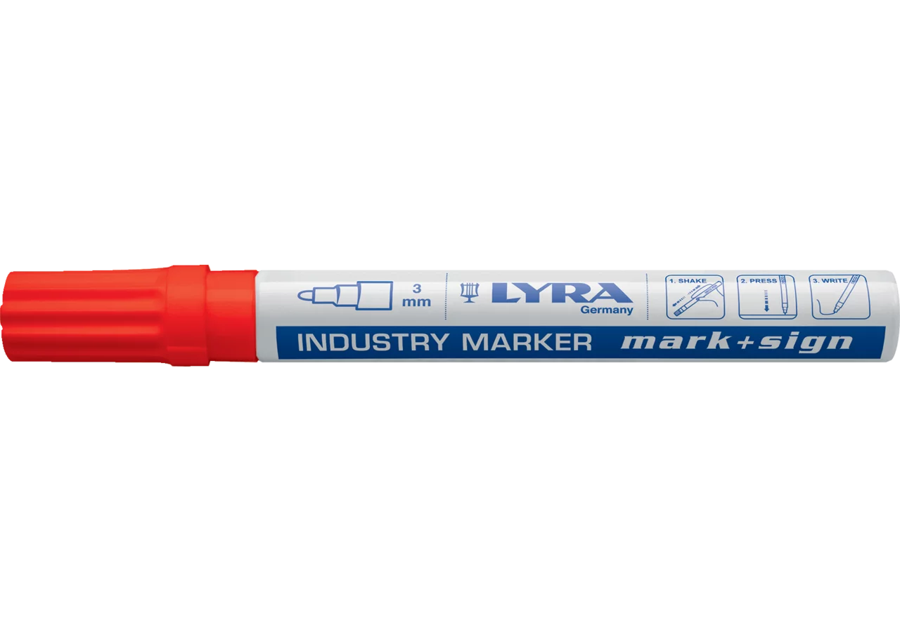 Lackmalstift M+Sign, rot 3 mm Rundspitze im Blister Lyra