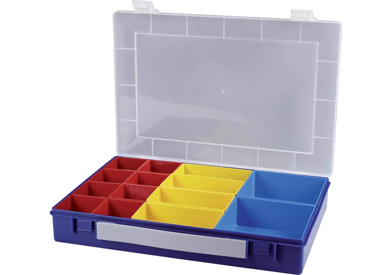 Sortimentskasten 335 x 225 x 55 mm, mit 14 Einsatzboxen Farbe Blau/Transparent GartenShop24 - Hochwertige Gartengeräte