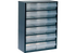 Stahlmagazin 918-02, 417 x 306 x 150 mm, mit 18 Schubladen Farbe Blau/Transparent Raaco
