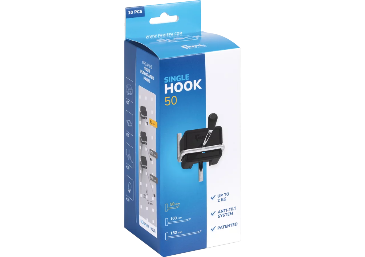 Lochwandhaken Single HOOK 50 einfach, 10 Stück im Karton GartenShop24 - Hochwertige Gartengeräte