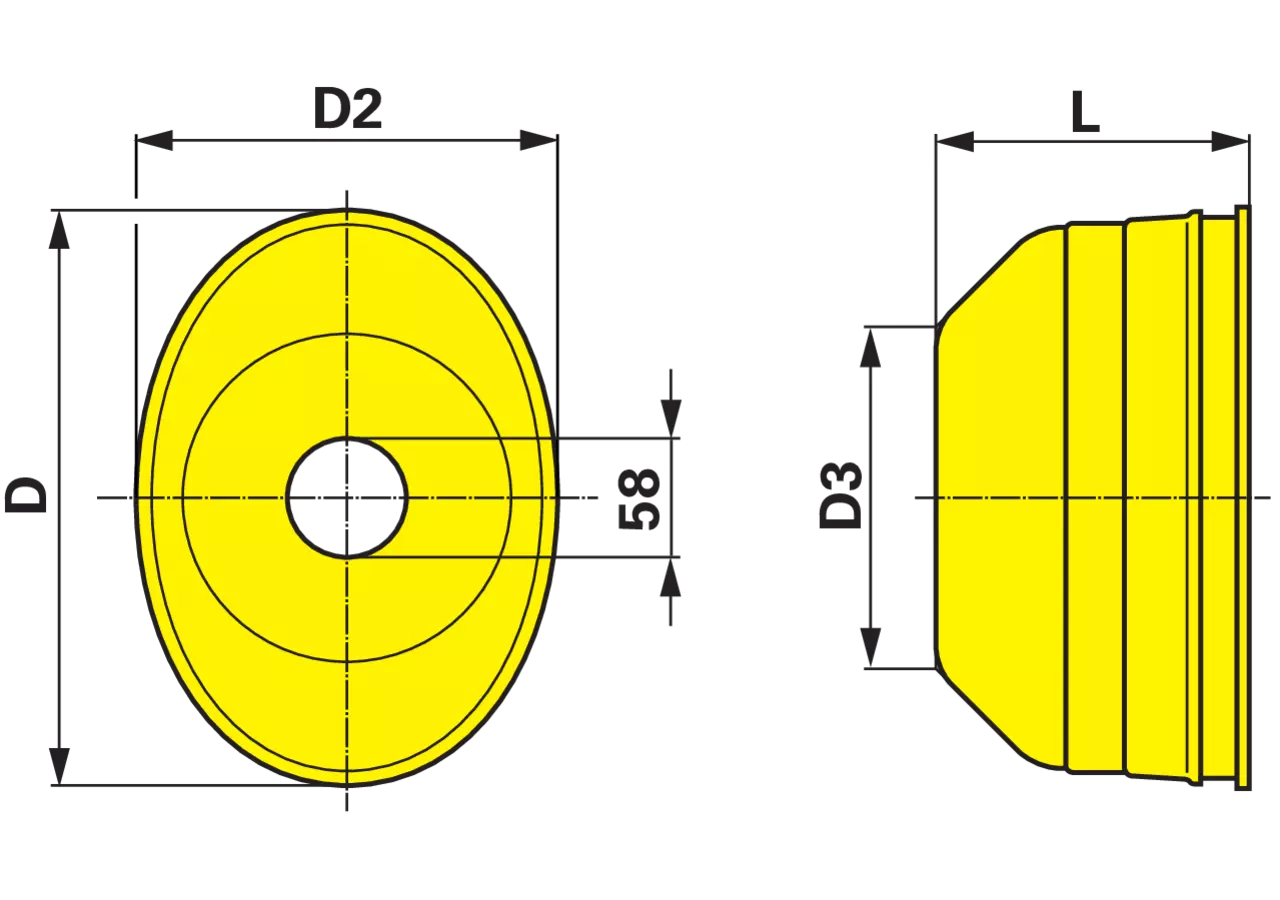 Schutztopf geräteseitig oval, 200 x 175 mm 82.08 Walterscheid