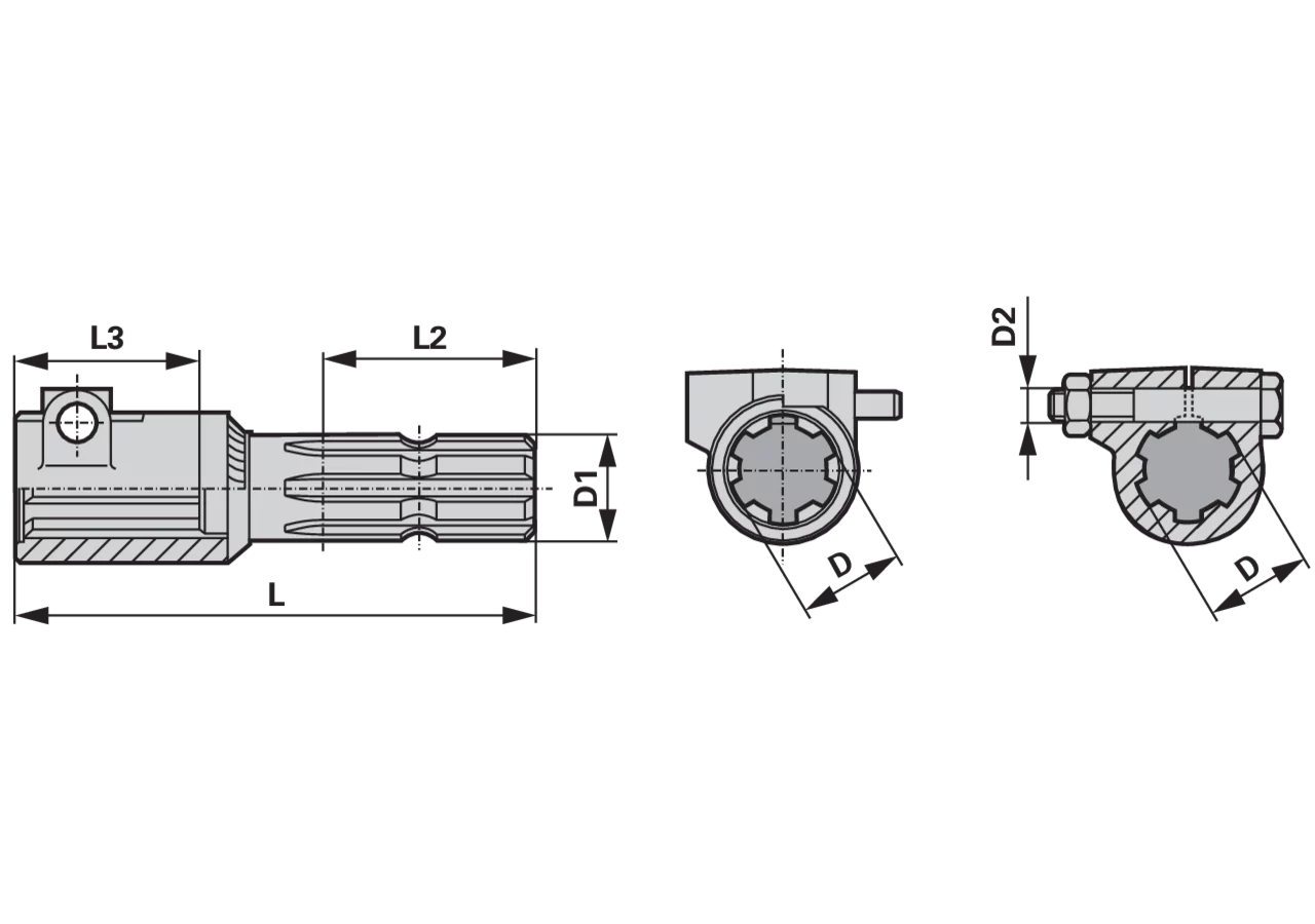 Adapter mit Klemmschraube, 175 mm, 1 3/4-6, 1 3/8-6 67.10.156 Walterscheid