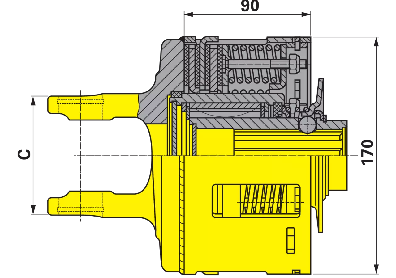 Reibfreilaufkupplung W2500, FK96/4R, 1 3/8-6, 1.500 Nm, mit Klemmkonus 58.133.51 Walterscheid