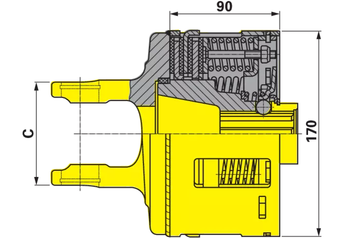Reibscheibenkupplung W2400, K96/4, 1 3/8-6, 1.500 Nm, mit Klemmkonus 56.138.51 Walterscheid