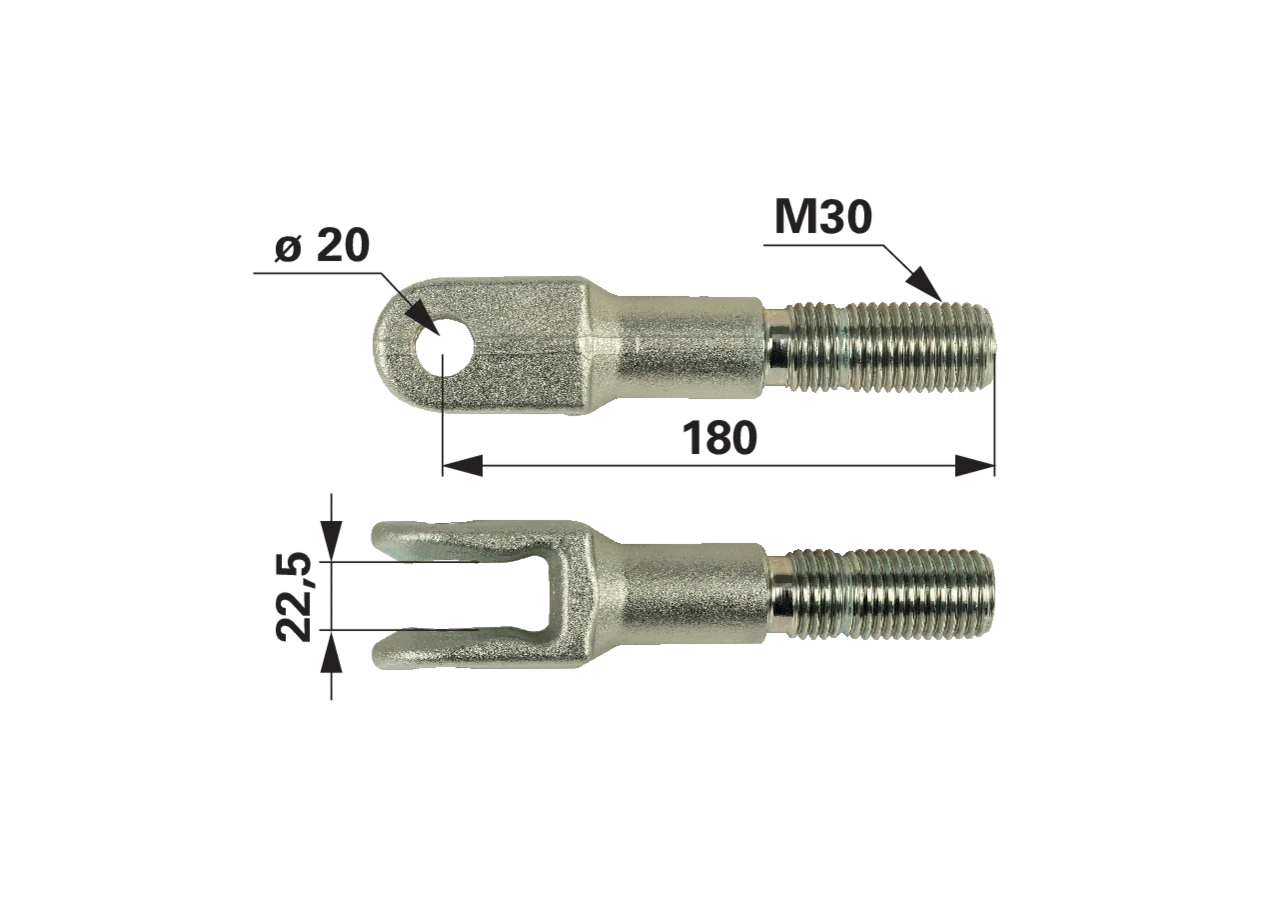 Gabelstange M30, Länge 180 mm passend zu NH Walterscheid
