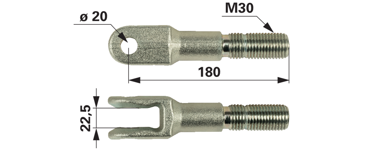 Gabelstange M30, Länge 180 mm passend zu NH Walterscheid