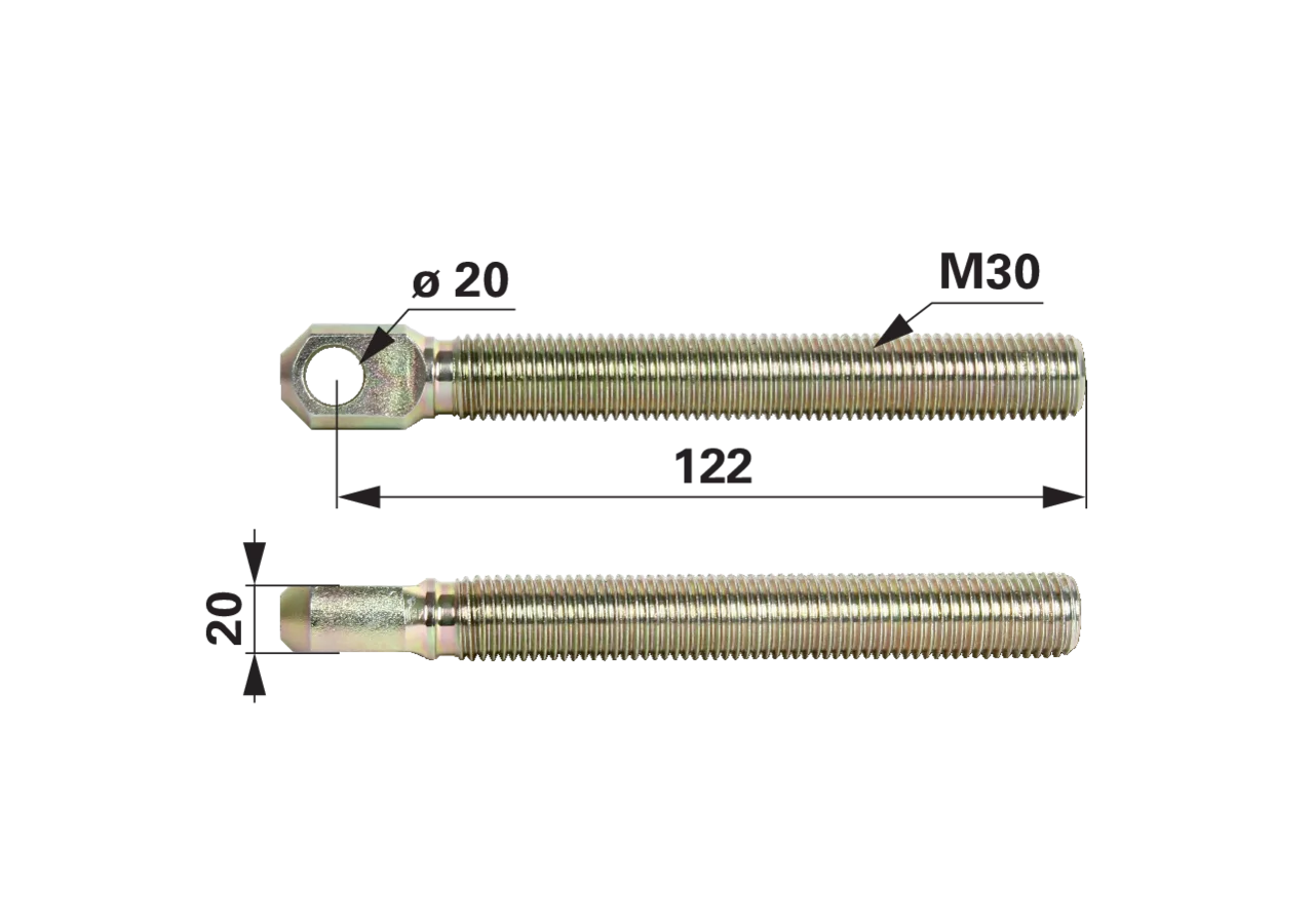 Walterscheid Stangenkopf M30, Länge 122 mm Walterscheid