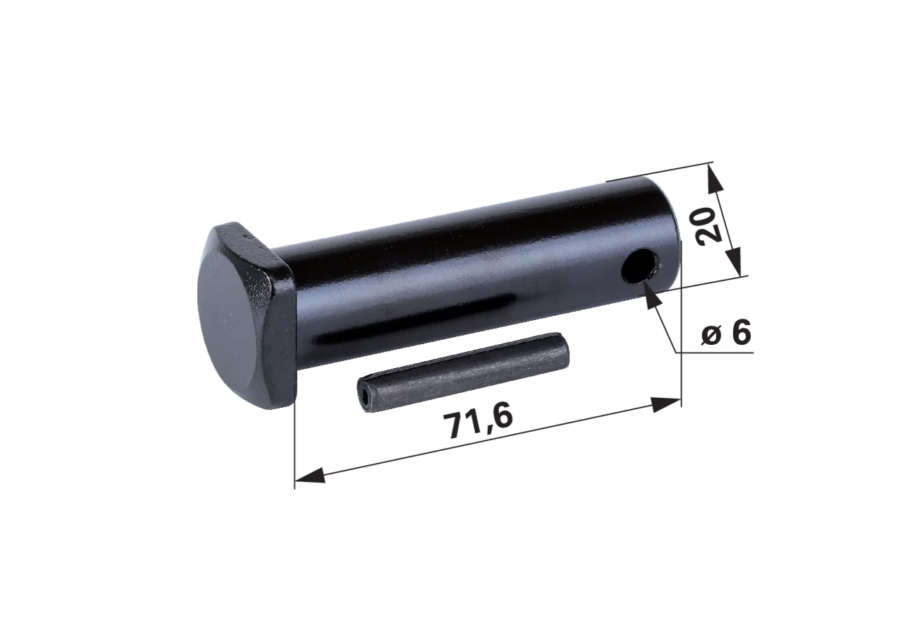 Bolzen für Gabelkopf, 20 x 71 mm, Vierkant 25 mm Walterscheid