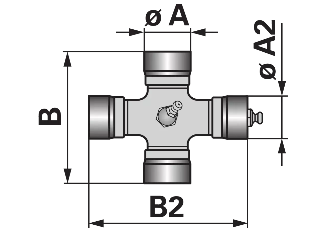 Kreuzgarnitur W2480, 32 x 76 mm, 27 x 94 mm, mit Zentralschmierung 35.06.144, mit BBS Walterscheid