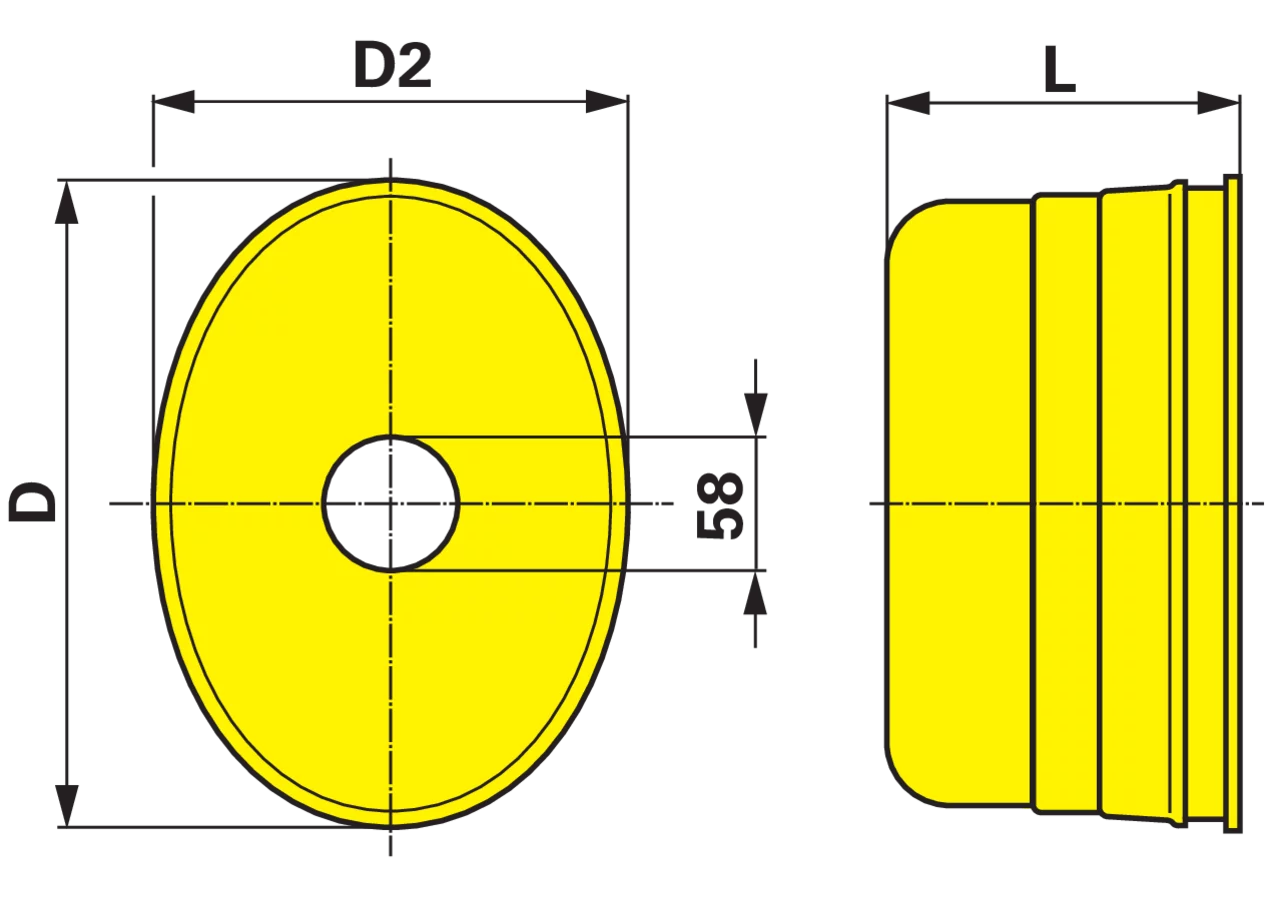 Schutztopf geräteseitig oval, 275 x 217 mm 82.23 Walterscheid