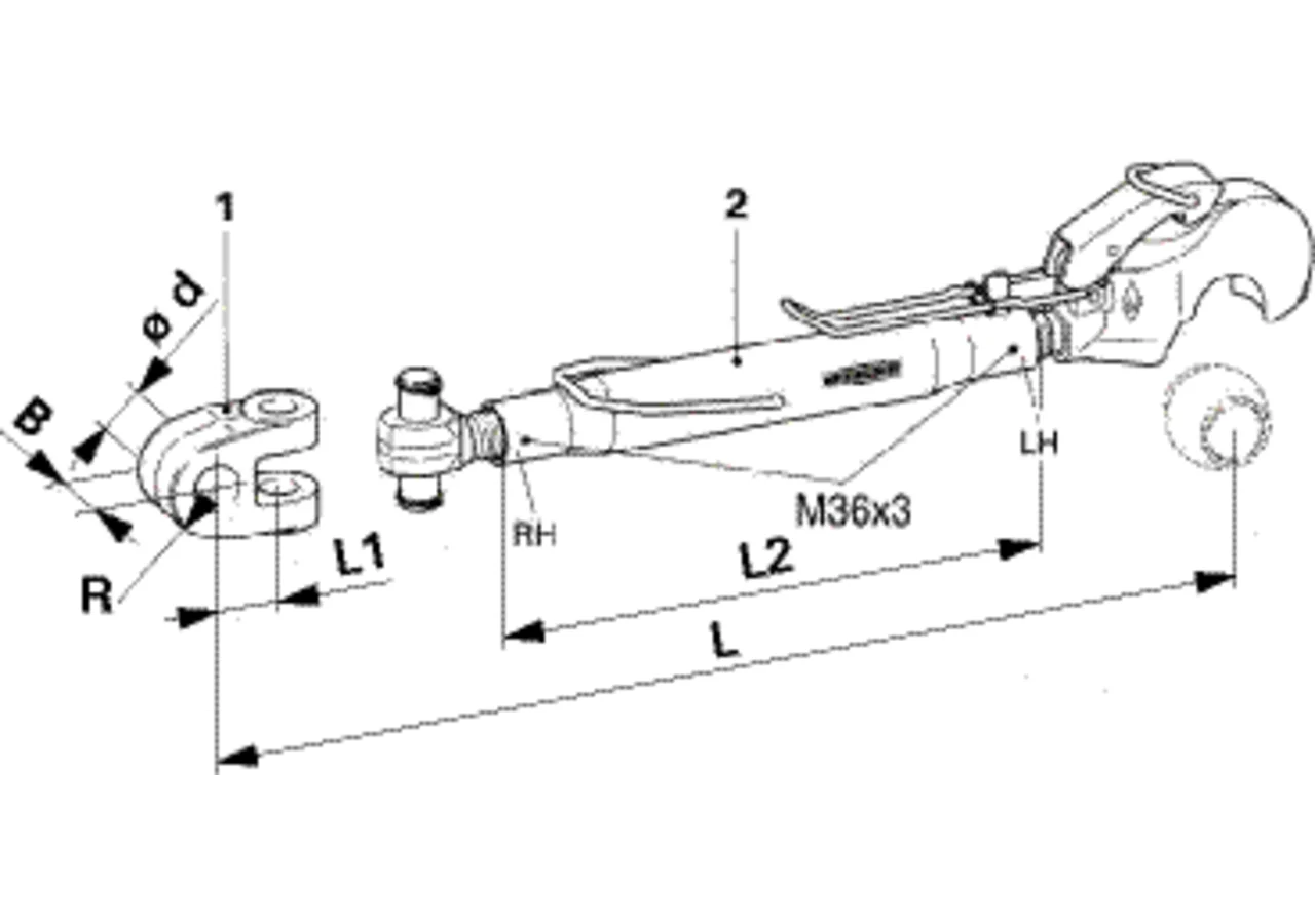 Oberlenker mechanisch, Kat. 3, 585-815 mm, mit Fanghaken Walterscheid
